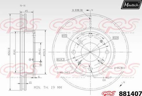 Maxtech 881407.0000 - Гальмівний диск autocars.com.ua