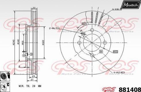 Maxtech 881408.6060 - Гальмівний диск autocars.com.ua