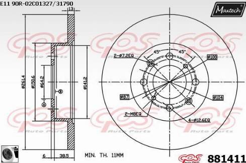 Maxtech 881411.0060 - Гальмівний диск autocars.com.ua