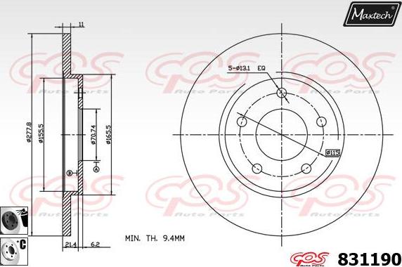 Maxtech 881411 - Гальмівний диск autocars.com.ua