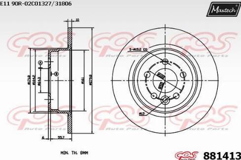 Maxtech 881413.0000 - Гальмівний диск autocars.com.ua