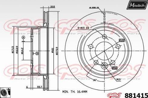 Maxtech 881415.0060 - Гальмівний диск autocars.com.ua