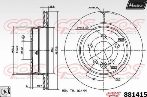 Maxtech 881415.0080 - Гальмівний диск autocars.com.ua