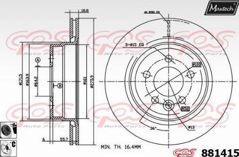 Maxtech 881415.6060 - Гальмівний диск autocars.com.ua