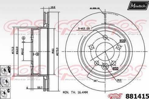 Maxtech 881415.6880 - Гальмівний диск autocars.com.ua