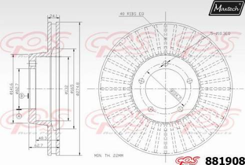 Maxtech 881908.0000 - Гальмівний диск autocars.com.ua