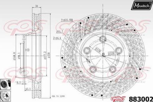 Maxtech 883002.0260 - Гальмівний диск autocars.com.ua