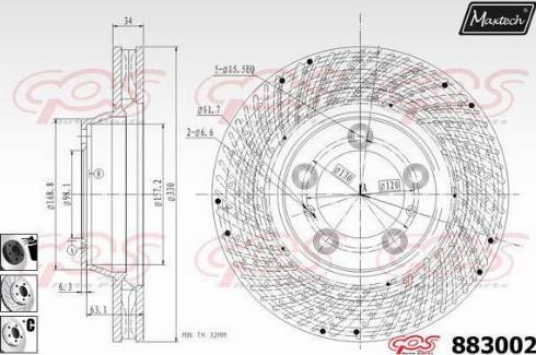 Maxtech 883002.6260 - Гальмівний диск autocars.com.ua