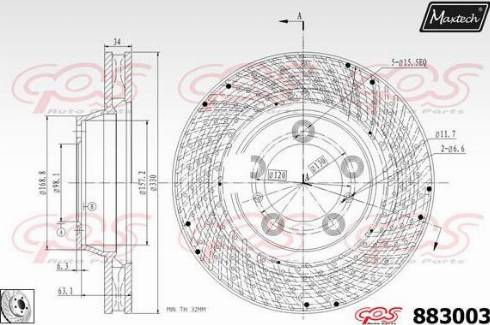 Maxtech 883003.0300 - Гальмівний диск autocars.com.ua