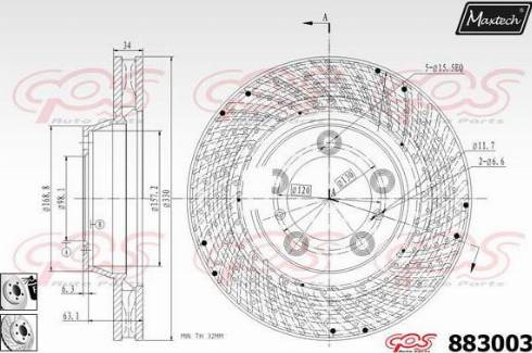 Maxtech 883003.0380 - Гальмівний диск autocars.com.ua