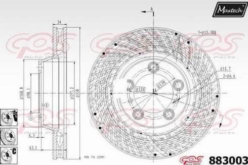 Maxtech 883003.6980 - Гальмівний диск autocars.com.ua