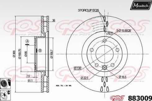 Maxtech 883009.6060 - Гальмівний диск autocars.com.ua