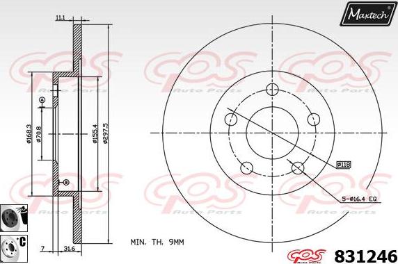 Maxtech 883010 - Гальмівний диск autocars.com.ua