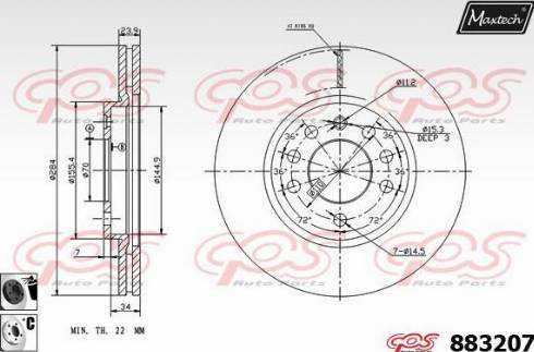 Maxtech 883207.6060 - Гальмівний диск autocars.com.ua