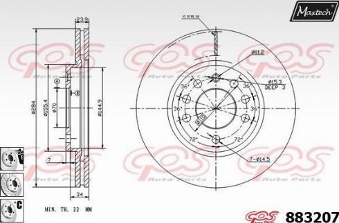 Maxtech 883207.6880 - Гальмівний диск autocars.com.ua