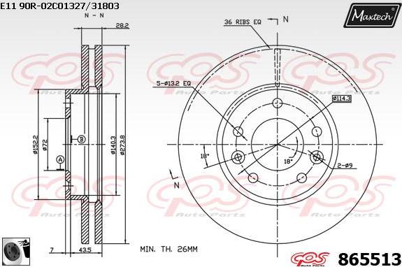 Maxtech 883207 - Гальмівний диск autocars.com.ua