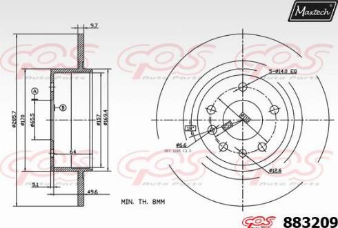 Maxtech 883209.0000 - Гальмівний диск autocars.com.ua