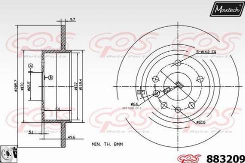 Maxtech 883209.0080 - Гальмівний диск autocars.com.ua