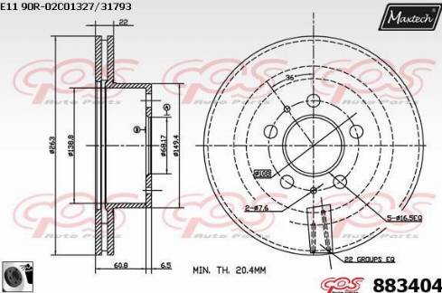 Maxtech 883404.0060 - Гальмівний диск autocars.com.ua