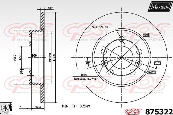 Maxtech 883404 - Гальмівний диск autocars.com.ua