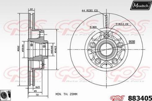 Maxtech 883405.0060 - Гальмівний диск autocars.com.ua