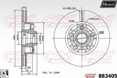 Maxtech 883405.0080 - Гальмівний диск autocars.com.ua