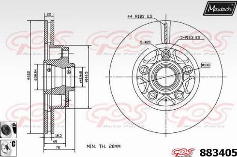 Maxtech 883405.6060 - Гальмівний диск autocars.com.ua