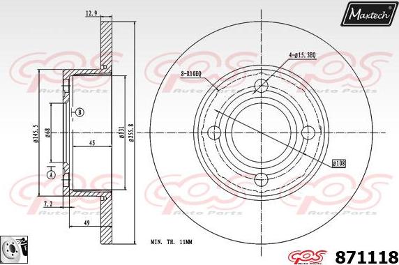 Maxtech 883405 - Гальмівний диск autocars.com.ua