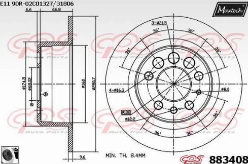 Maxtech 883408.0060 - Гальмівний диск autocars.com.ua