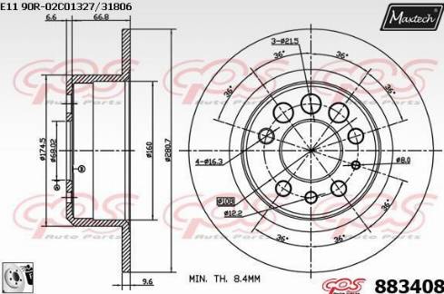 Maxtech 883408.0080 - Гальмівний диск autocars.com.ua