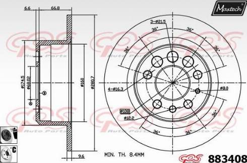 Maxtech 883408.6060 - Гальмівний диск autocars.com.ua