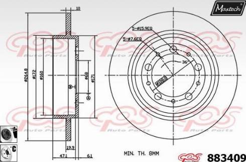 Maxtech 883409.6060 - Гальмівний диск autocars.com.ua