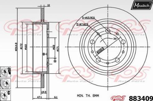 Maxtech 883409.6880 - Гальмівний диск autocars.com.ua