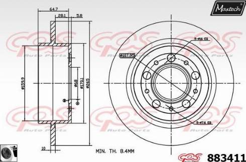 Maxtech 883411.0060 - Гальмівний диск autocars.com.ua