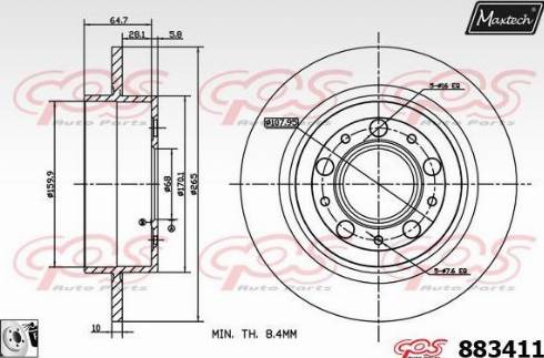 Maxtech 883411.0080 - Гальмівний диск autocars.com.ua