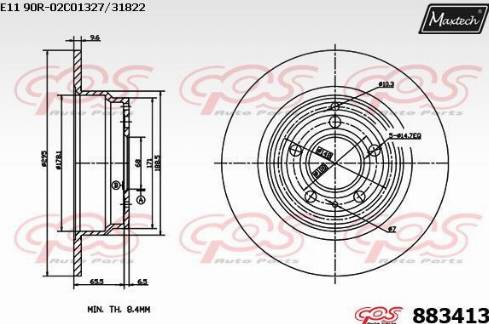 Maxtech 883413.0000 - Гальмівний диск autocars.com.ua