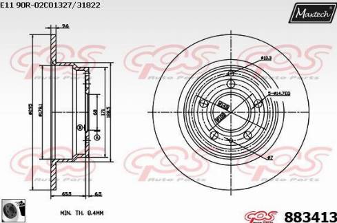 Maxtech 883413.0060 - Гальмівний диск autocars.com.ua