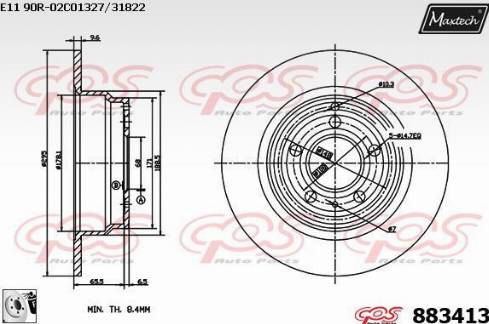 Maxtech 883413.0080 - Гальмівний диск autocars.com.ua