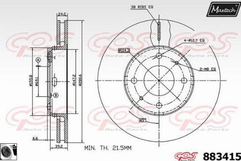 Maxtech 883415.0060 - Гальмівний диск autocars.com.ua