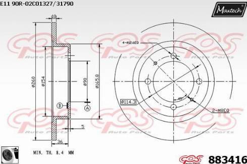 Maxtech 883416.0060 - Гальмівний диск autocars.com.ua