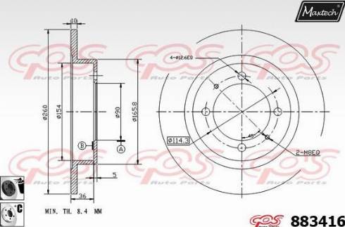 Maxtech 883416.6060 - Гальмівний диск autocars.com.ua