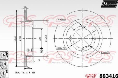 Maxtech 883416.6880 - Гальмівний диск autocars.com.ua