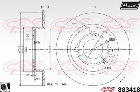 Maxtech 883418.0060 - Гальмівний диск autocars.com.ua