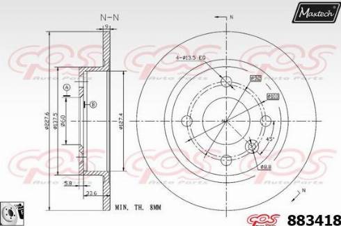 Maxtech 883418.0080 - Гальмівний диск autocars.com.ua