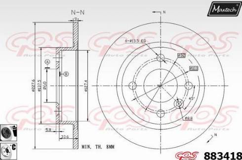 Maxtech 883418.6060 - Гальмівний диск autocars.com.ua