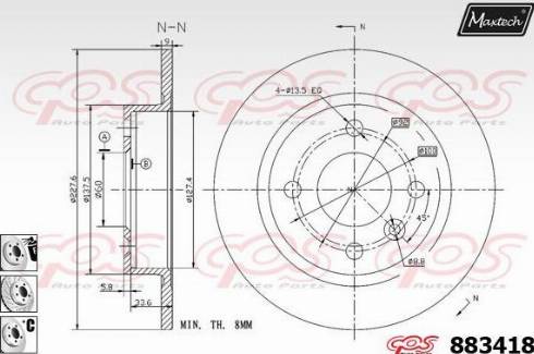 Maxtech 883418.6880 - Гальмівний диск autocars.com.ua