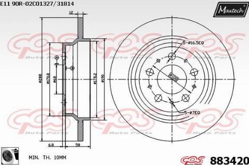 Maxtech 883420.0060 - Гальмівний диск autocars.com.ua