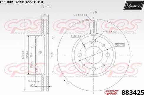 Maxtech 883425.0000 - Гальмівний диск autocars.com.ua