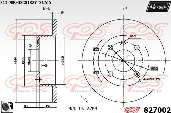 Maxtech 883425 - Гальмівний диск autocars.com.ua