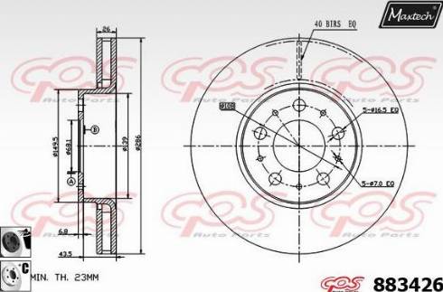 Maxtech 883426.6060 - Гальмівний диск autocars.com.ua